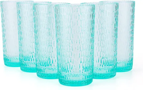 Vista 6 de KX-WARE Vasos acrílicos de plástico con forma de panal de abeja de 22 onzas, juego de 6 vasos transparentes