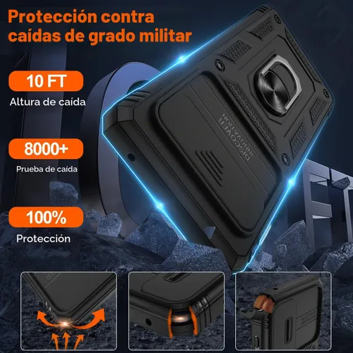 Vista 2 de Gritup Funda para Google Pixel 6 con cubierta deslizante para cámara y protector de pantalla (2 unidades), soporte de anillo giratorio 360°, funda