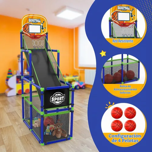 Vista 5 de EagleStone Aro de baloncesto arcade ajustable con retorno de pelota para Azul y amarillo