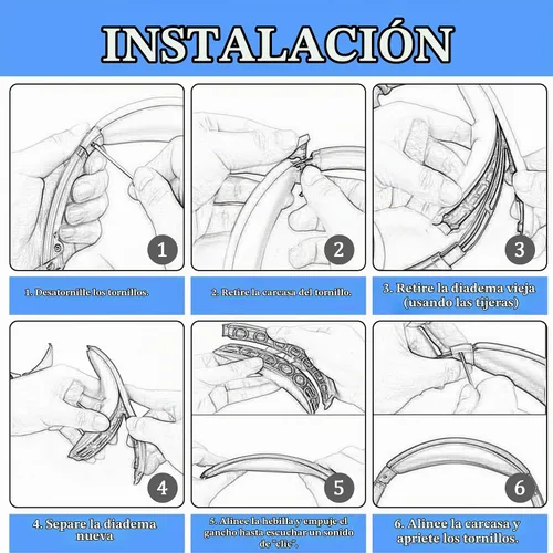 Vista 4 de Adhiper Almohadillas para los oídos + diadema + cubierta de silicona para los oídos + protector de diadema Kit de reparación para auriculares Bose