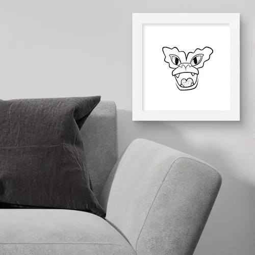 Vista 3 de Trends International Gallery Pops Gremlins - Arte de pared con diseño de rayas, versión enmarcada blanca, 12 x 12 pulgadas