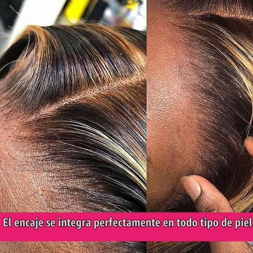 Vista 3 de Pelucas de cabello humano con encaje frontal lacio HD transparentes de 13 x 4, color degradado Ombre, onda profunda de 4/27, pelucas de encaje