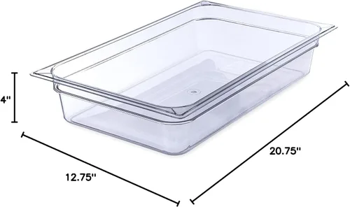 Vista 6 de Soro Essentials - Sartén de policarbonato de tamaño completo de 4 pulgadas de profundidad, color transparente, recipiente de almacenamiento