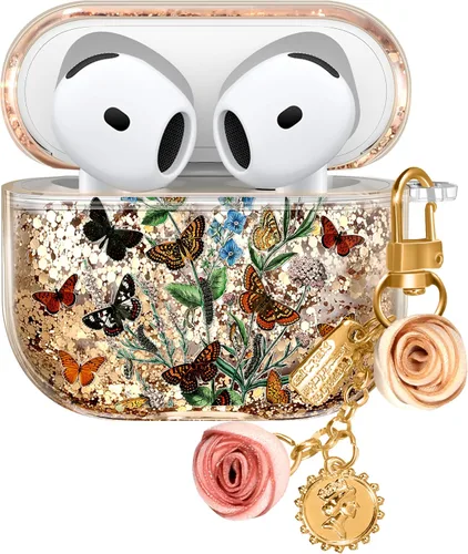 Vista 22 de Funda para Apple para Airpods 4 Case 2024 - Arena Movediza Líquida Arte Artístico Estético Funda Mujer Chica Mujeres Brillante Brillo Purpurina