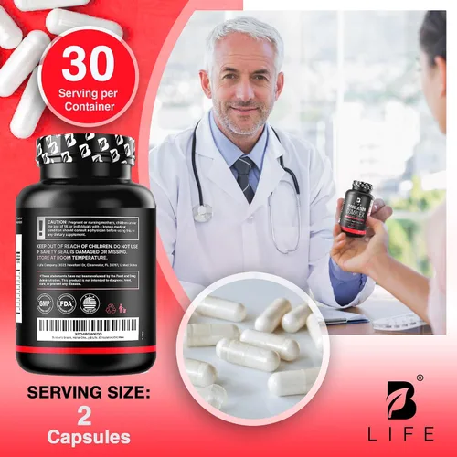 Vista 6 de Suplemento de apoyo de circulación para la salud de las venas y las arterias Apoyo vascular con L-arginina, castaño de indias y escoba
