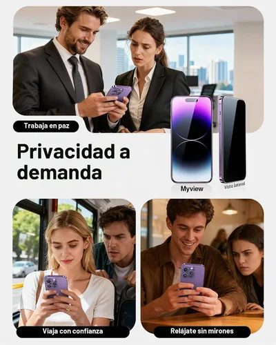 Vista 3 de SMARTDEVIL Paquete de 2 protectores de pantalla de privacidad de vidrio templado para iPhone 14 Pro, protección inastillable de grado militar