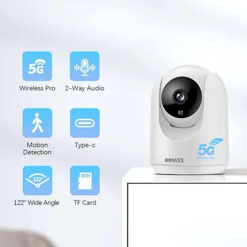 Vista 6 de OOSSXX Cámara de seguridad interior de audio de 2.7 K de 2 vías, monitor de bebé y monitor de mascotas, PTZ Nanny Cam Cámaras inalámbricas