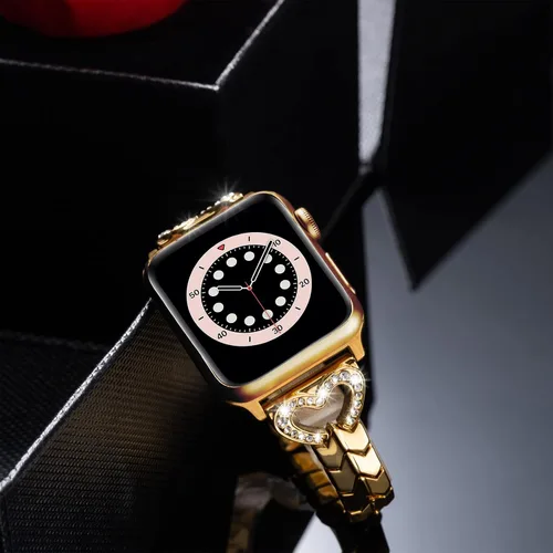 Vista 2 de SaNgaiMEi Correas brillantes compatibles con Apple Watch Band de 38/40/41/42/44/1.772 in, para mujeres y niñas, iWatch Series 8/7/6/5/4/3/2/1/SE