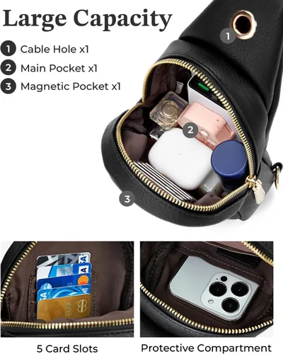 Vista 3 de CHOLISS Small Sling Bag for Women Leather Crossbody Fanny Packs Chest Bag for Women