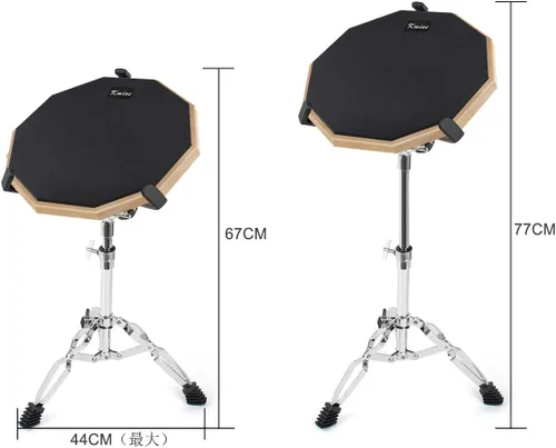 Vista 6 de Horse Almohadilla de práctica para tambor, kit de almohadillas de ejercicio para batería de doble cara de 12 pulgadas, dispositivos de soporte