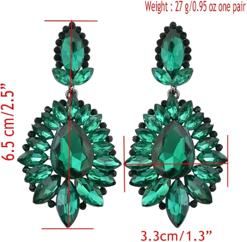 Vista 6 de idealway Aretes colgantes de diamantes de imitación de cristal para mujer joyería de boda candelabro de lujo