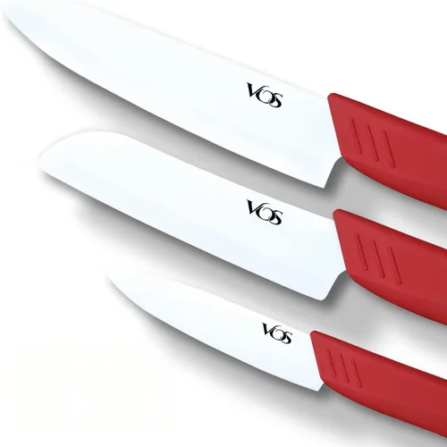 Vista 24 de Vos Juego de cuchillos de cerámica con pelador, juego de cuchillos de cerámica para cocina, juego de cuchillos de cocina ultra afilados con fundas