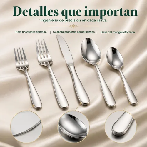 Vista 5 de HaWare Juego de cubiertos para 4, 20 piezas de cubiertos de acero inoxidable resistentes, juego de cubiertos de grado alimenticio que incluye