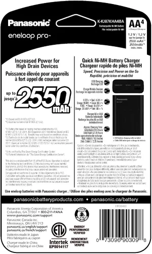 Vista 3 de Eneloop Panasonic pro - Batería recargable con cargador (4 AA, 4 AAA)