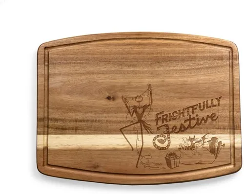 Vista 10 de PICNIC TIME Tabla de cortar oval de madera de acacia de la Mansión Encantada de Disney, (madera de acacia)