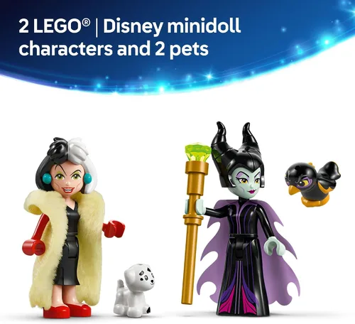 Vista 6 de LEGO Disney Villanos Vestidos de Maléfica y Cruella de Vil Juguetes para Niños - Juguete de Construcción de Moda para Niñas y Niños, a Partir de 9