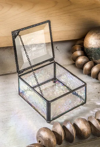 Vista 4 de Caja de joyería personalizada para regalo de mamá con grabado de cristal decorativo para vitrina de almacenamiento organizador de recuerdo para su