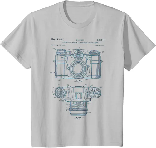 Vista 20 de Fotografía amante regalo cámara vintage esquema camiseta Negro