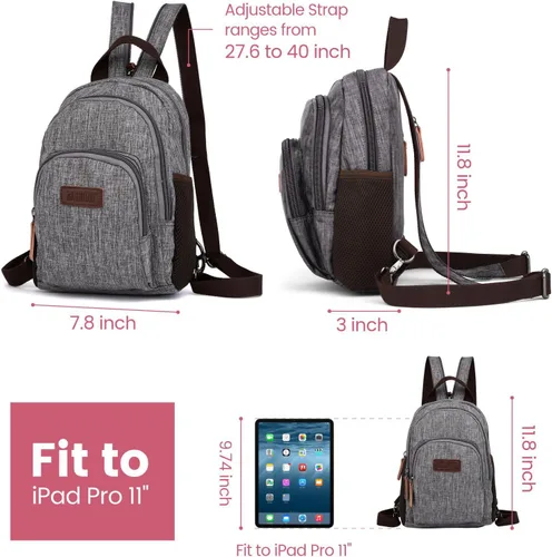 Vista 2 de PACKISM Mochila pequeña para mujer, bolsa convertible con múltiples compartimentos, correas ajustables, mini mochila