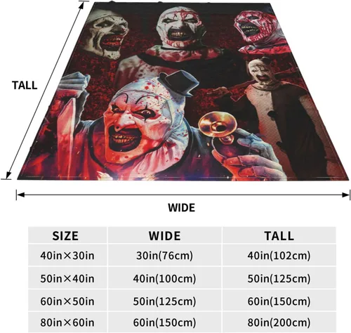 Vista 3 de Terrifier - Manta de microforro polar ultrasuave para niños y adultos, para todas las estaciones, para oficina, empresa, hogar, sofá, cama, sofá, 40