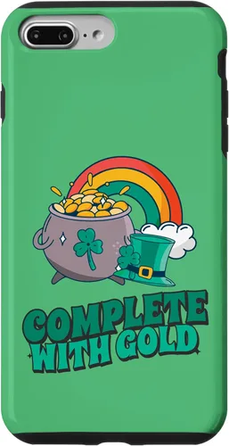 Vista 12 de iPhone 16 completo con oro - Funda con diseño de arcoíris y fortuna