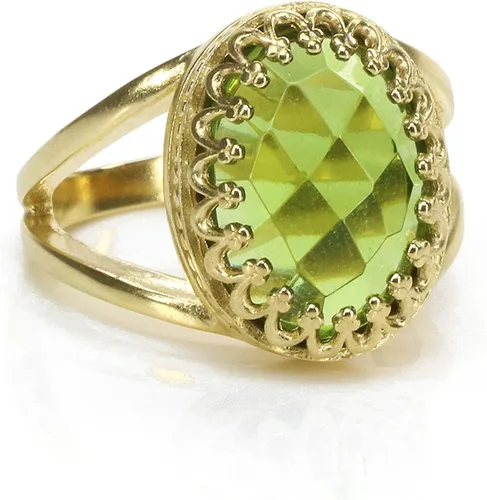 Vista 7 de Remarkable Peridot Ring - 10x14mm Oval Peridot Birthstone in Sterling Silver - Stunning August Birthstone Rings - Handmade Peridot Rings for Women