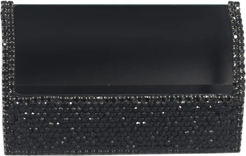 Vista 2 de Bling - Tarjetero de aluminio para escritorio, pantalla de tarjetas de visita con diamantes de imitación, soporte para tarjetas de visita de Negro