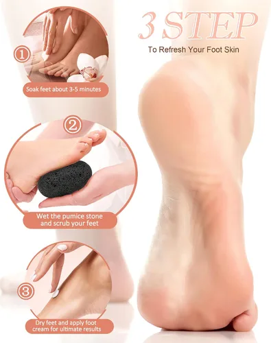 Vista 4 de Maryton Piedra Pómez Natural para Pies - Exfoliante de Lava para Pies, Herramientas de Pedicura, Removedor de Callos y Maíz de Piel Muerta para Pies