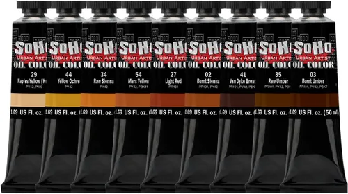 Vista 13 de Soho Urban Artist Juego de tubos de pintura al óleo de 24 a 0.4 fl oz, aceites de triple fresado con linaza refinada, aplicación suave, mezclas