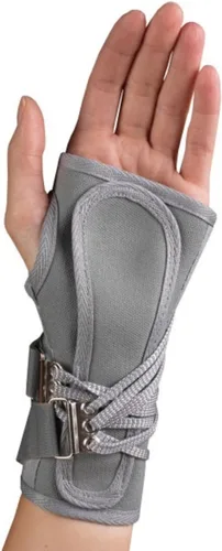 Vista 2 de OTC Férula para muñeca, cordones para la apertura, lienzo, ProChoice, gris, 2XS (mano izquierda)