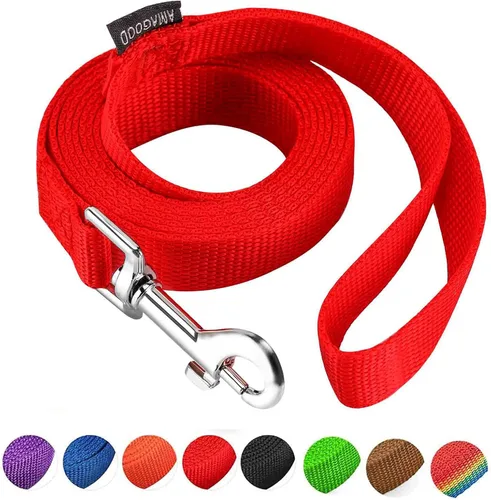 Vista 15 de AMAGOOD 6 pies de correas para cachorros/perros, correa de estilo tradicional resistente con gancho de cuello fácil de usar, correa para perros Negro