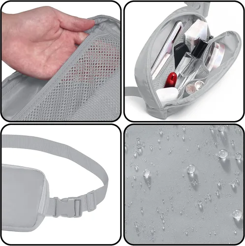 Vista 2 de Riñonera, bolsa para cinturón, correa ajustable ajustable de 40 pulgadas, para mujeres y hombres, Gris, Bolsa de cinturón