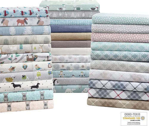 Vista 172 de Sleep Philosophy - True North - Juego de sábanas de franela, 100% de algodón, cómodo, bonito y muy suave, con bolsillo elástico que se adapta a