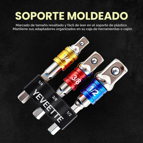 Vista 7 de Juego de 3 adaptadores de enchufe de vástago hexagonal a cuadrado, adaptador de enchufe de taladro de grado de impacto