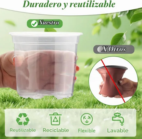 Vista 6 de RooTrimmer - Juego de 60 macetas transparentes para guardería con cúpulas de humedad, macetas de plástico de 4 pulgadas con agujeros de drenaje