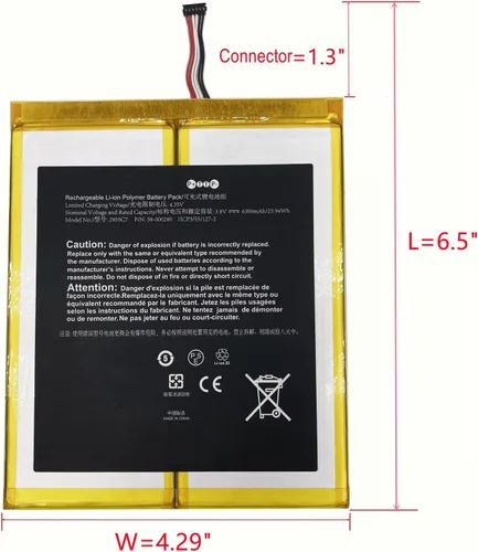 Vista 2 de Batería de repuesto compatible con tablet 58/00/0280 29/55/C7 A21/10 M2/V3/R5 3.8V 6300mAh