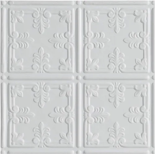 Vista 9 de FASÄDE - Panel adhesivo para techo de vinilo decorativo con estilo/patrón tradicional de 2 x 4 pies en plata entrecruzada (paquete de 5)