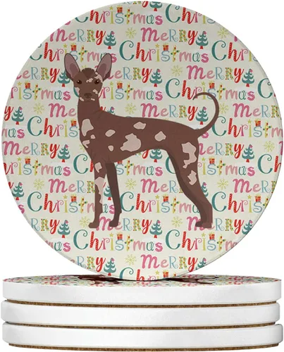 Vista 51 de Abyssinian Sand Terrier Merry Christmas - Posavasos grandes de piedra arenisca (4 unidades)