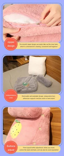Vista 8 de Almohada triangular de cuña para lectura y televisión, patrón de frutas con almohada ajustable para el cuello, almohada de cuña, extraíble y Cactus