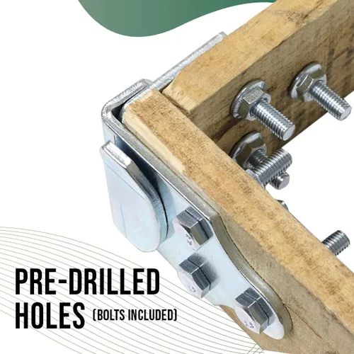 Vista 3 de Boxer Tool 4 Corner Trailer Rack Panel de madera Estaca Lateral Puerta de Cama Pestillo - con tornillos y pernos - Conector de esquina chapado