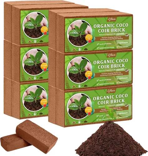 Vista 10 de Riare 2 piezas Ladrillos de Fibra de Coco Orgánica Bloques de Suelo - Ladrillo de Turba de Coco Comprimido 100% Natural Sustrato de Fibra de Coco