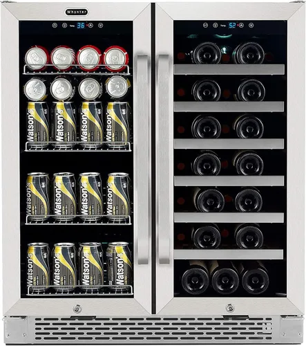 Vista 11 de Whynter BWB-2060FDSa 24 ″ Puerta francesa incorporada de doble zona Refrigerador de vino de 20 botellas Centro de bebidas de 60 latas, acero Acero