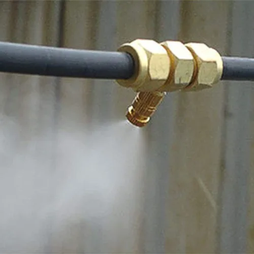 Vista 5 de Boquilla de nebulización de latón, paquete de 10 pulverizadores de alta presión 10/24 UNC para exteriores antigoteo con cabezal de rociado, puntas