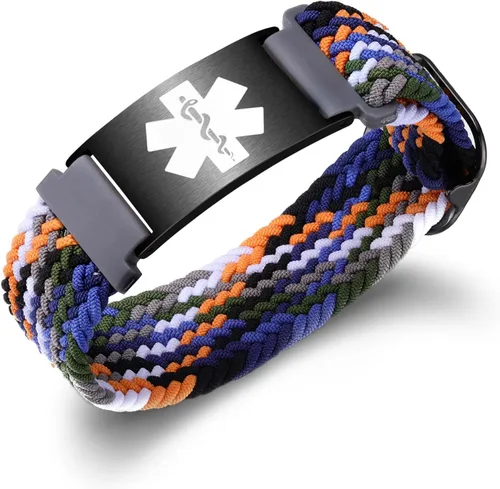 Vista 28 de Pulseras deportivas personalizadas de alerta médica para mujeres y hombres – Pulseras de identificación médica personalizadas con grabado gratuito