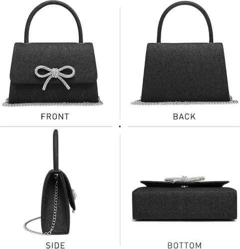 Vista 54 de Dasein Bolso de noche para mujer, embragues de fiesta, bolsos de boda, cóctel, baile de graduación, bolsos con purpurina esmerilada