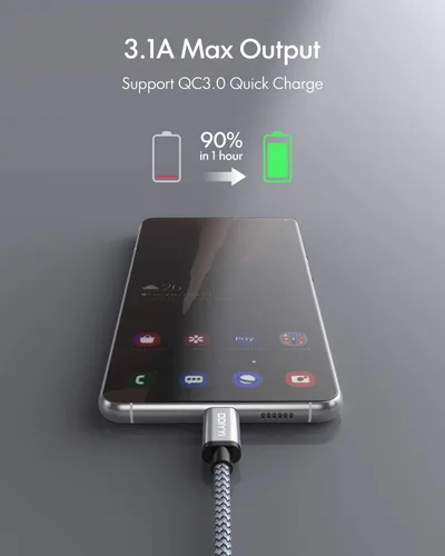 Vista 6 de DDIYYI Cable USB C, paquete de 3 (3 pies+3 pies + 10 pies), cable de carga USB A a USB C tipo C, cable de carga trenzado para iPhone 16/15 Pro Max