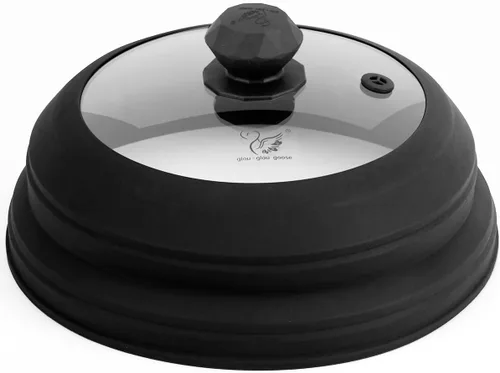 Vista 9 de Funda de silicona plegable para microondas, tapa de salpicaduras multifunción ventilada con plato de vidrio para cocinar alimentos y tocino, apto