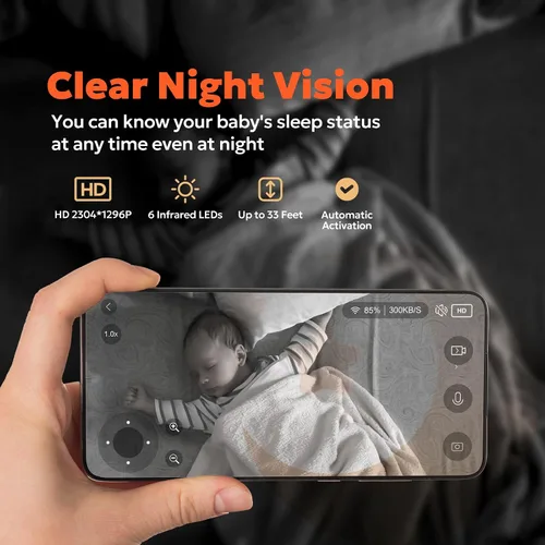 Vista 4 de owltron Cámara interior de 360°, cámaras de visión nocturna 2K para seguridad del hogar con detección de movimiento, WiFi de 2.4G