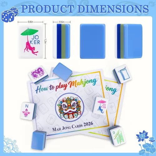 Vista 2 de American Mahjong Tile Set for Mah Jong Lovers, Adult, Beginners Pale Blue