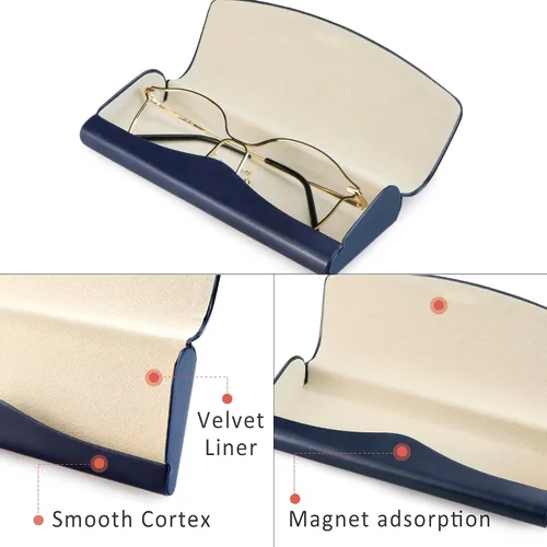Vista 2 de LifeArt Funda rígida para gafas, funda portátil para gafas de sol, funda de piel sintética de moda, ligera